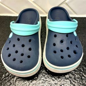 Barely worn crocs navy/ aqua